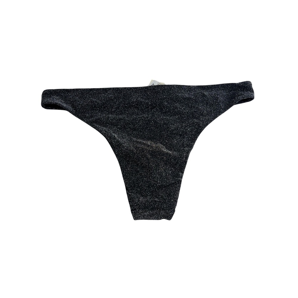Aerie Womens Black Silver Metallic Shimmer Bikini Festival Beach Cheeky XL NWT